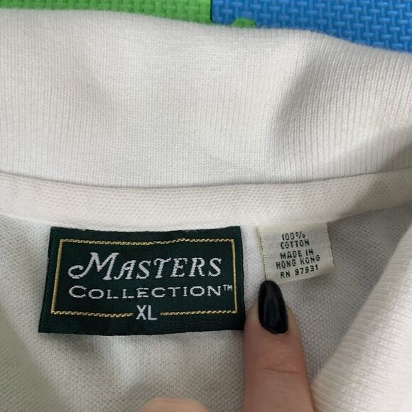 Master Collection Men’s Size XL 60's Two Ply Mercerized White Polo Shirt W/ Logo - Picture 6 of 15